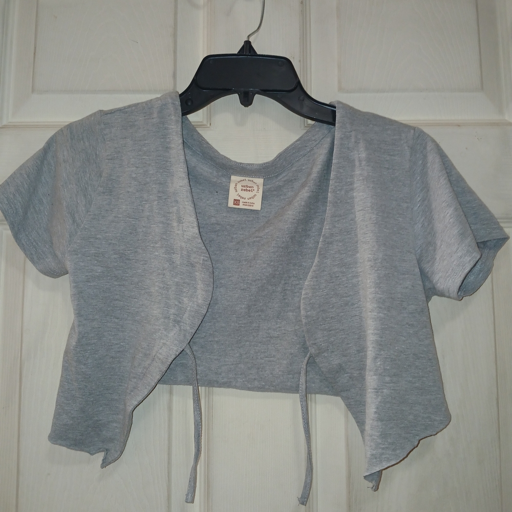 Gray  Short Sleeve Cardigan
